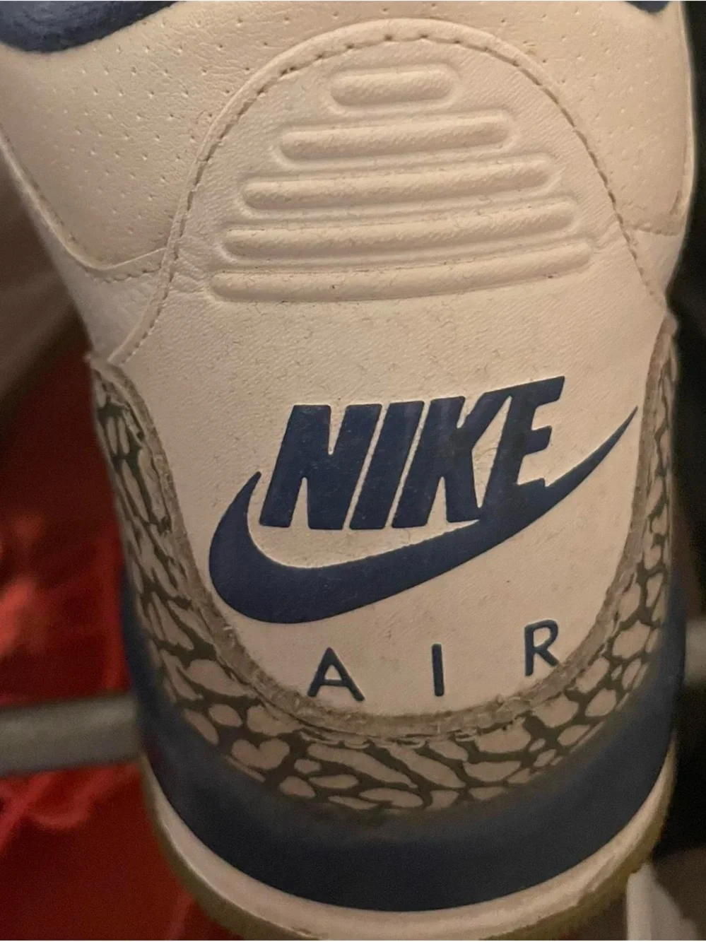Jordan White Navy Red Elephant Print Sneakers